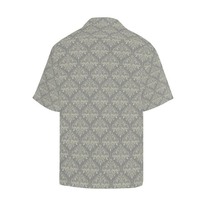 Damask Grey Elegant Print Pattern Men Aloha Hawaiian Shirt