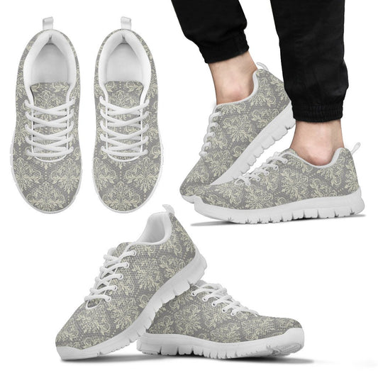 Damask Grey Elegant Print Pattern Men Sneakers Shoes