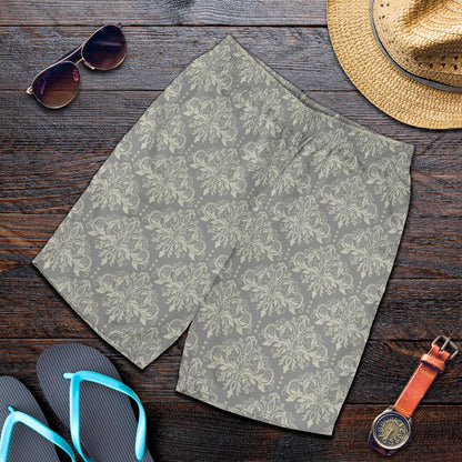 Damask Grey Elegant Print Pattern Mens Shorts-JTAMIGO.COM