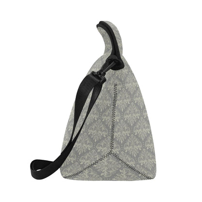 Damask Grey Elegant Print Pattern Neoprene Lunch Bag (Model 1669)(Large)-JTAMIGO.COM