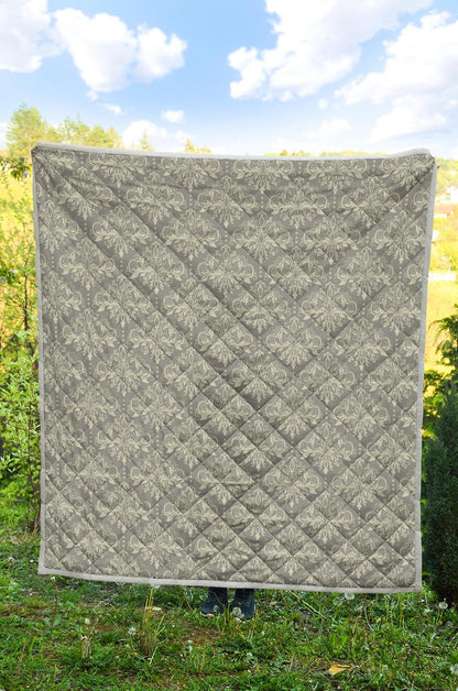 Damask Grey Elegant Print Pattern Premium Quilt-JTAMIGO.COM