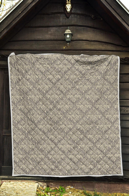 Damask Grey Elegant Print Pattern Premium Quilt-JTAMIGO.COM