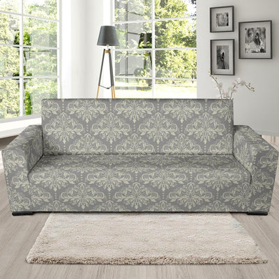 Damask Grey Elegant Print Pattern Sofa Slipcover-JTAMIGO.COM