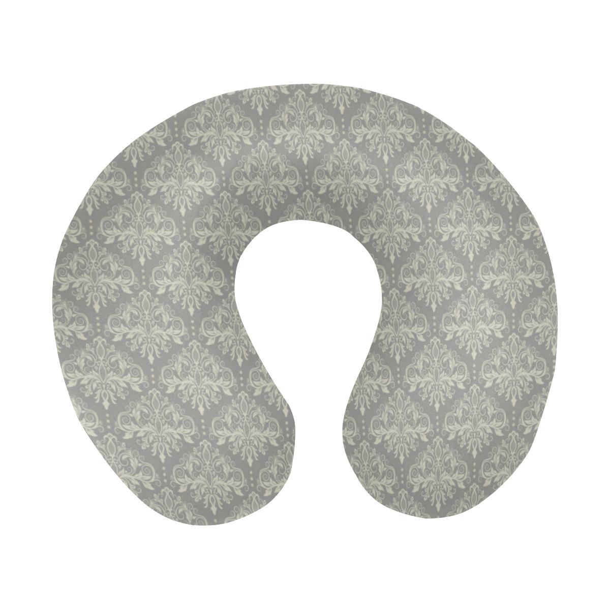 Damask Grey Elegant Print Pattern U-Shaped Travel Neck Pillow-JTAMIGO.COM