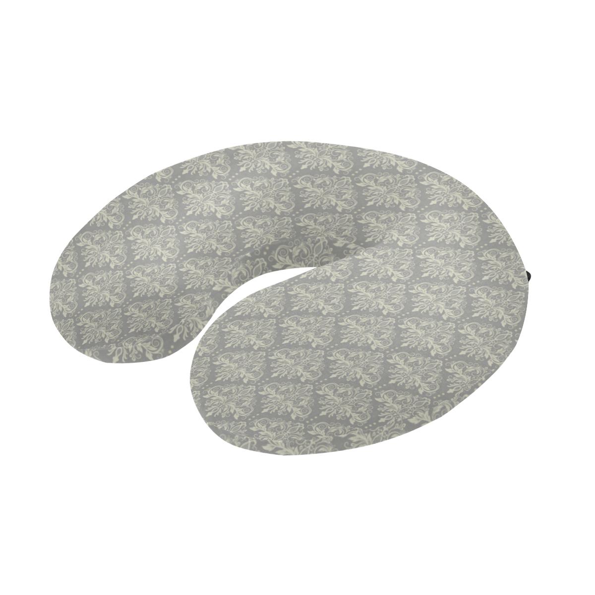 Damask Grey Elegant Print Pattern U-Shaped Travel Neck Pillow-JTAMIGO.COM