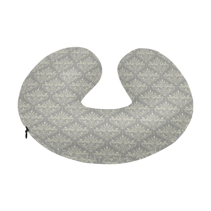 Damask Grey Elegant Print Pattern U-Shaped Travel Neck Pillow-JTAMIGO.COM