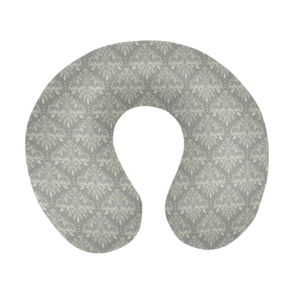Damask Grey Elegant Print Pattern U-Shaped Travel Neck Pillow-JTAMIGO.COM