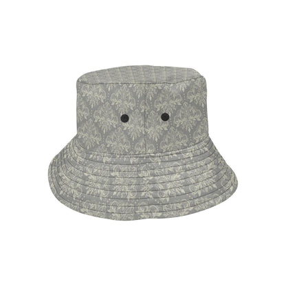 Damask Grey Elegant Print Pattern Unisex Bucket Hat