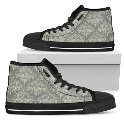 Damask Grey Elegant Print Pattern Women High Top Shoes