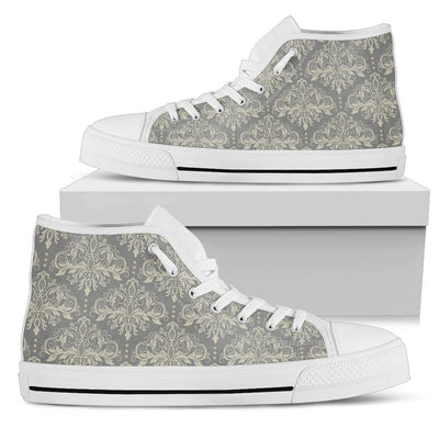 Damask Grey Elegant Print Pattern Women High Top Shoes