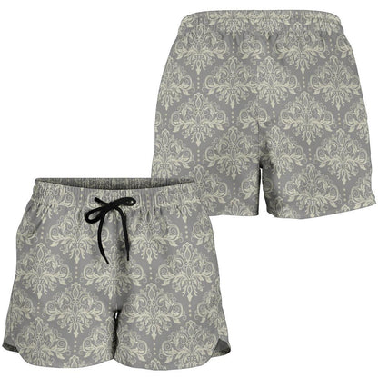 Damask Grey Elegant Print Pattern Women Shorts-JTAMIGO.COM