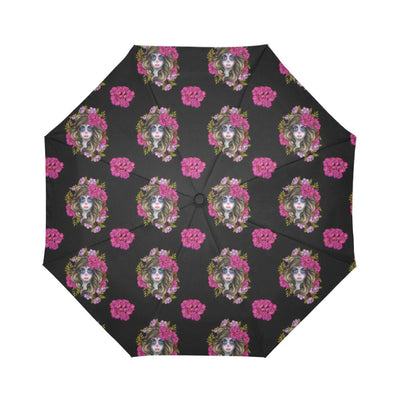 Day of the Dead Makeup Girl Automatic Foldable Umbrella