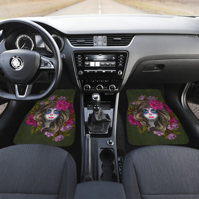 Day of the Dead Makeup Girl Car Floor Mats