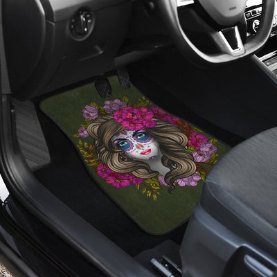 Day of the Dead Makeup Girl Car Floor Mats