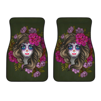 Day of the Dead Makeup Girl Car Floor Mats