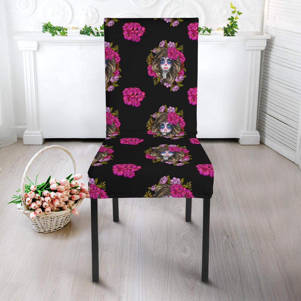 Day of the Dead Makeup Girl Dinning Chair Slipper-JTAMIGO.COM