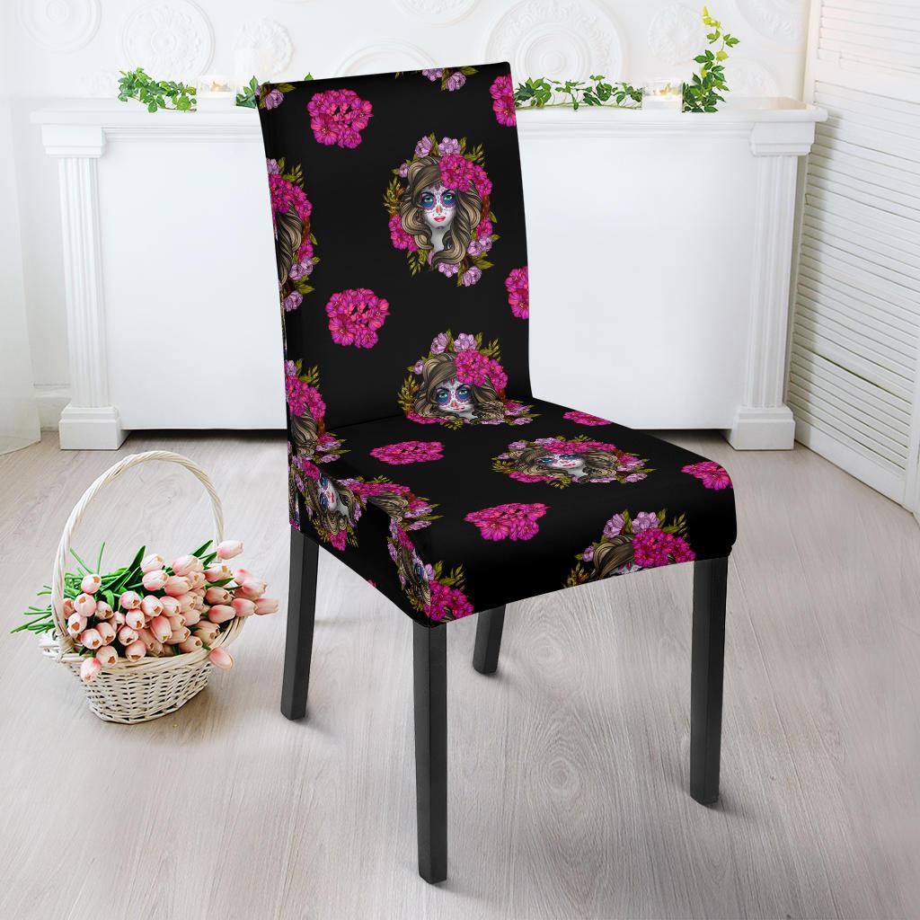 Day of the Dead Makeup Girl Dinning Chair Slipper-JTAMIGO.COM