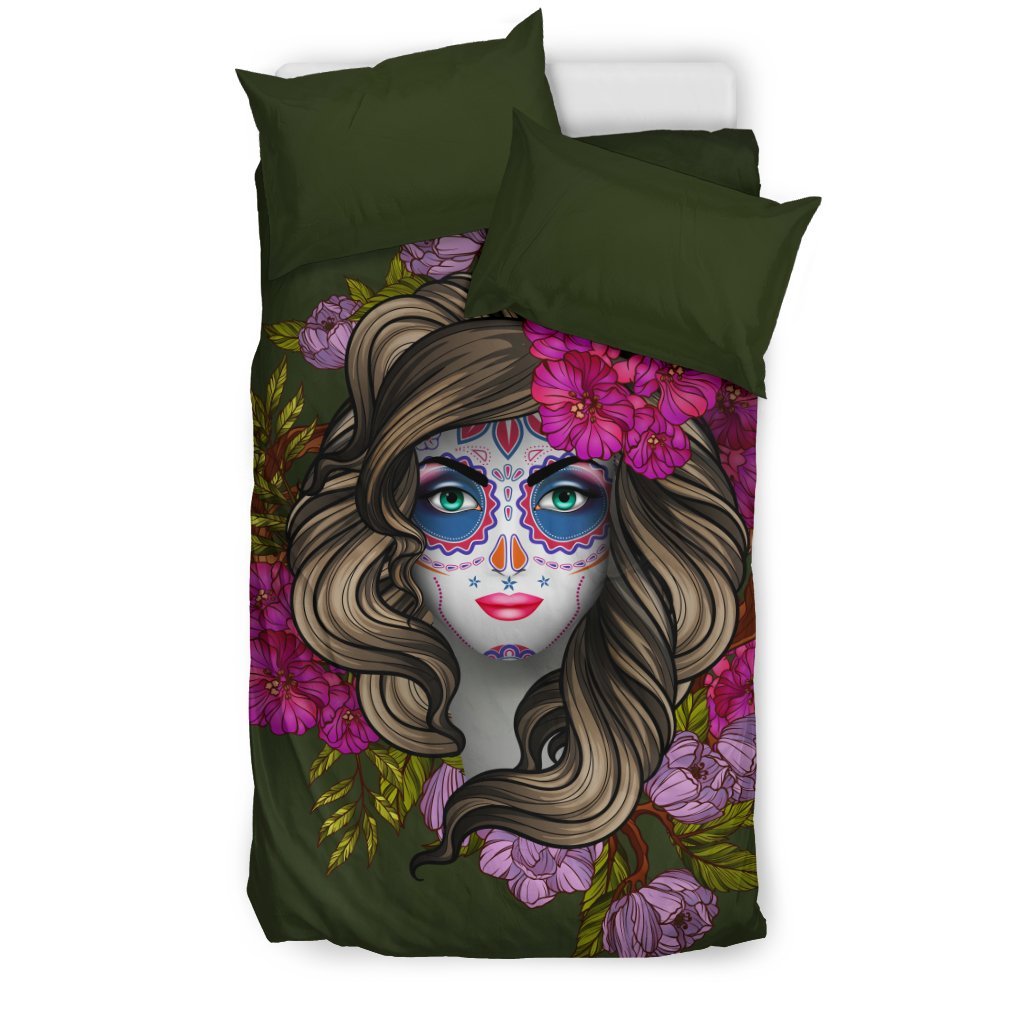 Day Of The Dead Makeup Girl Duvet Cover Bedding Set