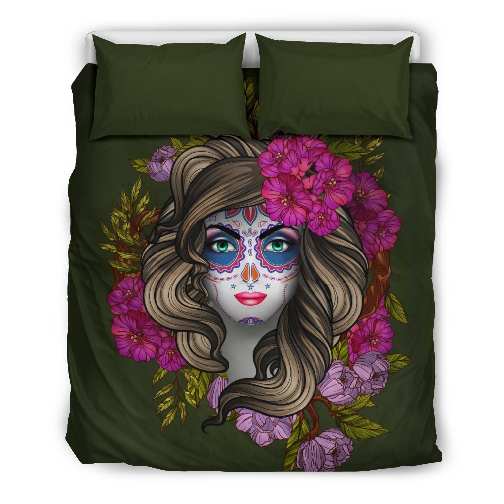 Day Of The Dead Makeup Girl Duvet Cover Bedding Set