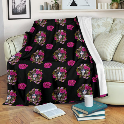 Day Of The Dead Makeup Girl Fleece Blanket