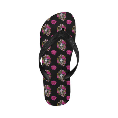 Day of the Dead Makeup Girl Flip Flops-JTAMIGO.COM