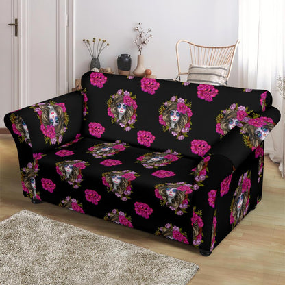 Day of the Dead Makeup Girl Loveseat Slipcover-JTAMIGO.COM