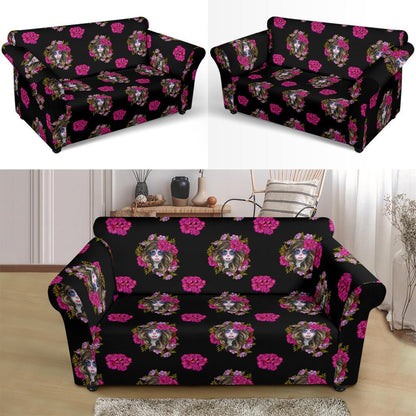Day of the Dead Makeup Girl Loveseat Slipcover-JTAMIGO.COM