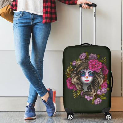 Day Of The Dead Makeup Girl Luggage Cover Protector