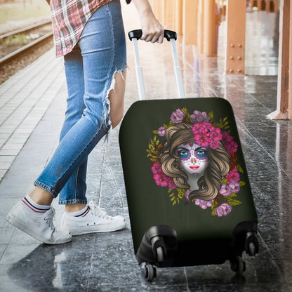 Day Of The Dead Makeup Girl Luggage Cover Protector