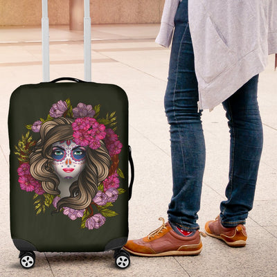 Day Of The Dead Makeup Girl Luggage Cover Protector