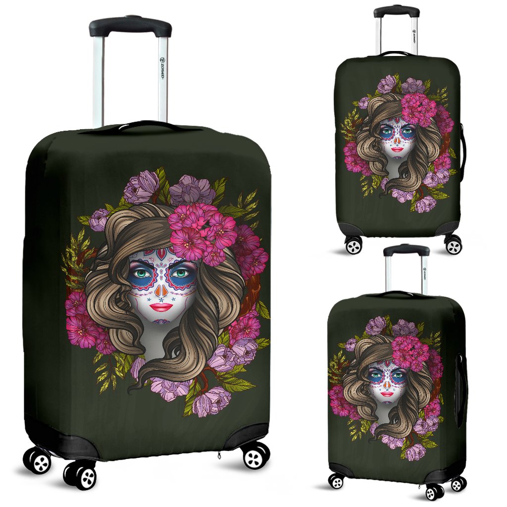 Day Of The Dead Makeup Girl Luggage Cover Protector