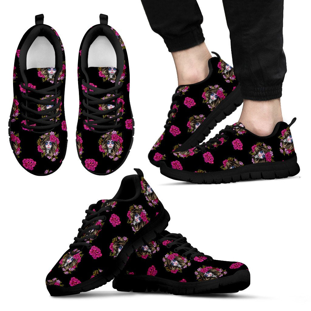 Day of the Dead Makeup Girl Men Sneakers Shoes