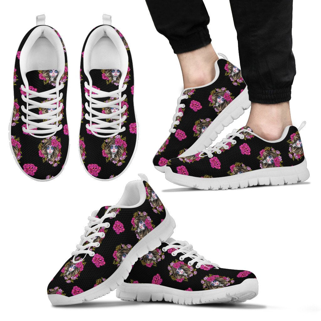 Day of the Dead Makeup Girl Men Sneakers Shoes