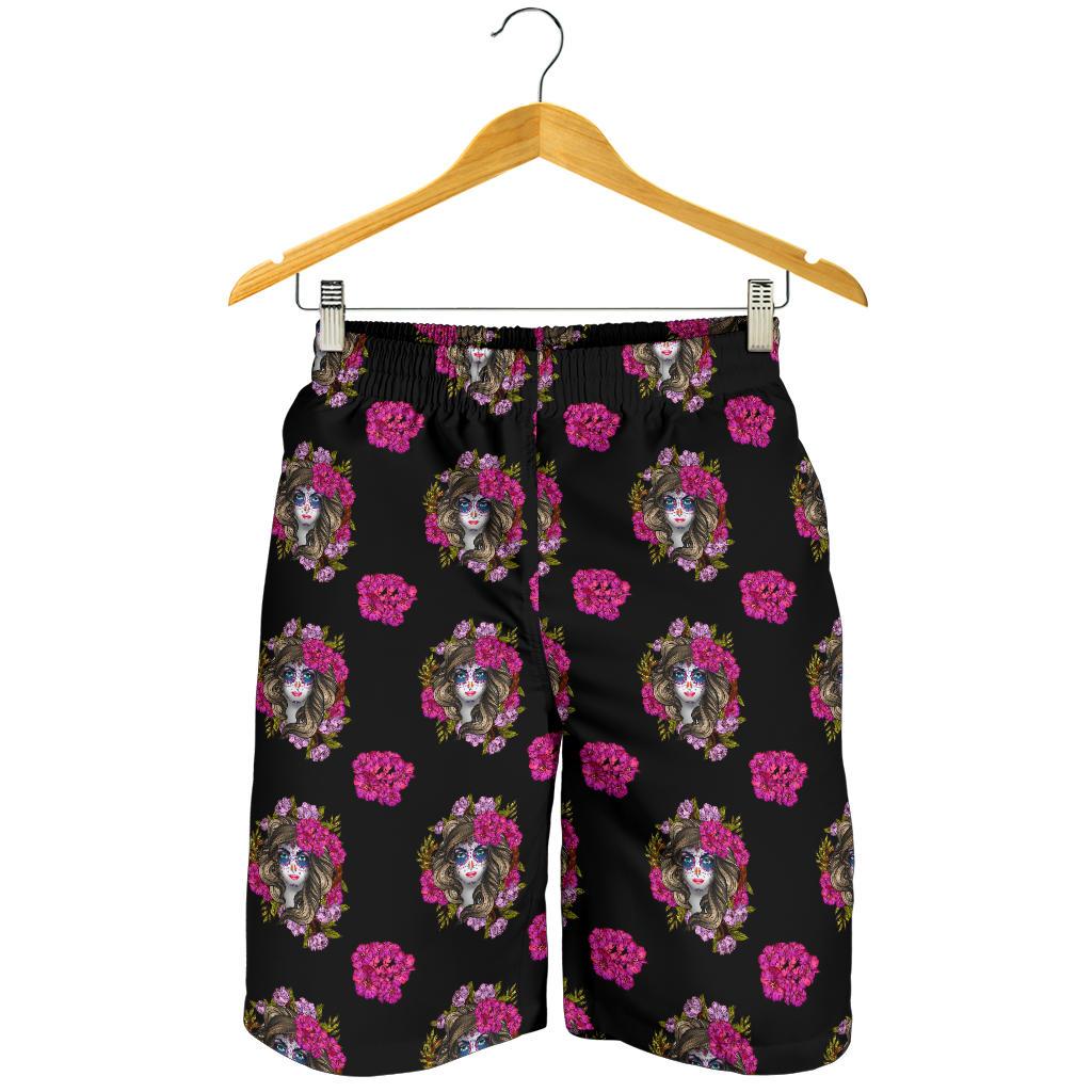 Day of the Dead Makeup Girl Mens Shorts-JTAMIGO.COM