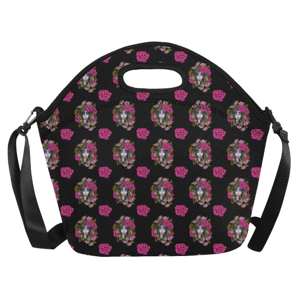 Day of the Dead Makeup Girl Neoprene Lunch Bag (Model 1669)(Large)-JTAMIGO.COM