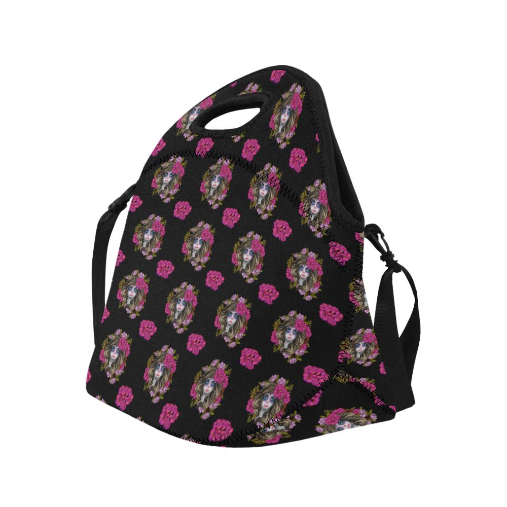 Day of the Dead Makeup Girl Neoprene Lunch Bag (Model 1669)(Large)-JTAMIGO.COM