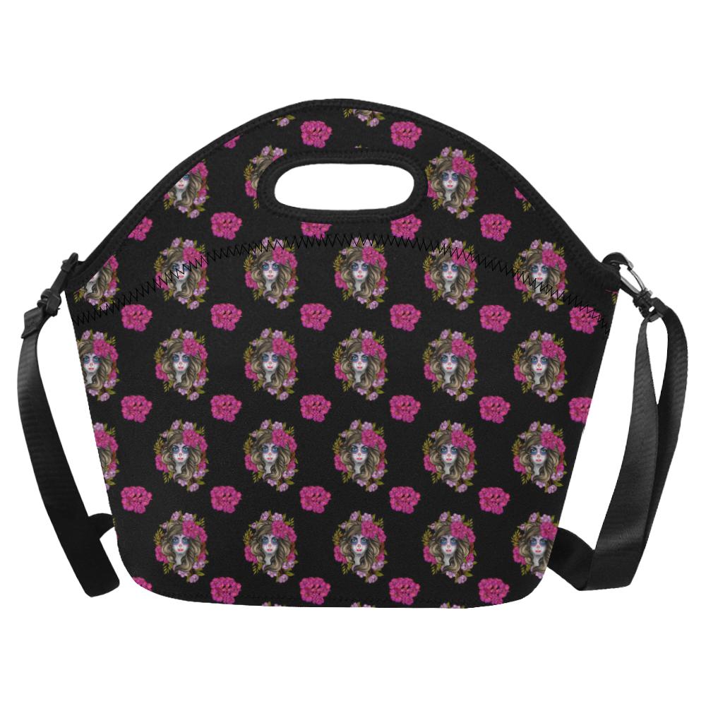 Day of the Dead Makeup Girl Neoprene Lunch Bag (Model 1669)(Large)-JTAMIGO.COM