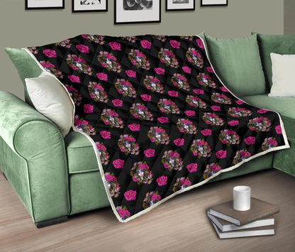 Day of the Dead Makeup Girl Premium Quilt-JTAMIGO.COM