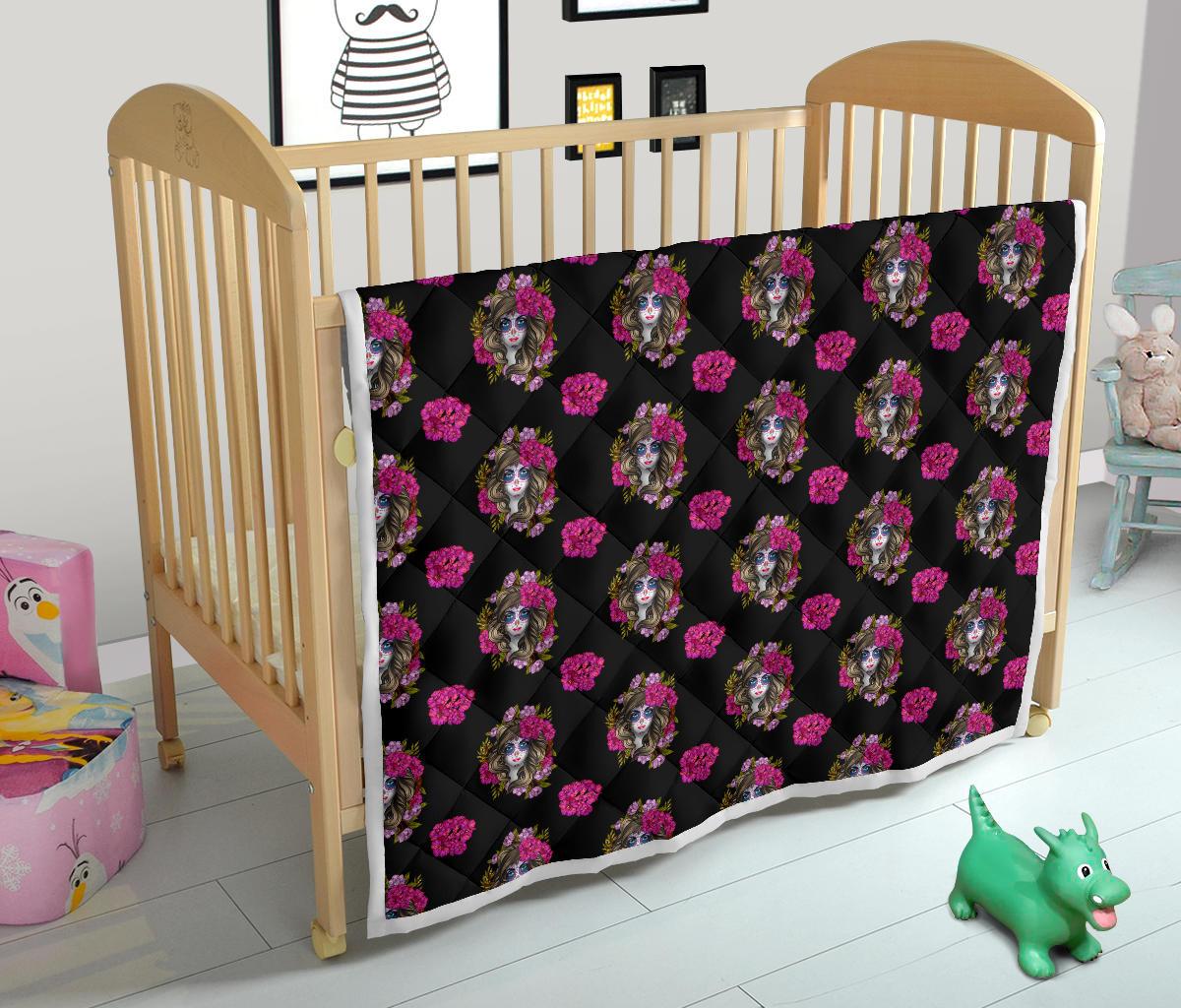 Day of the Dead Makeup Girl Premium Quilt-JTAMIGO.COM