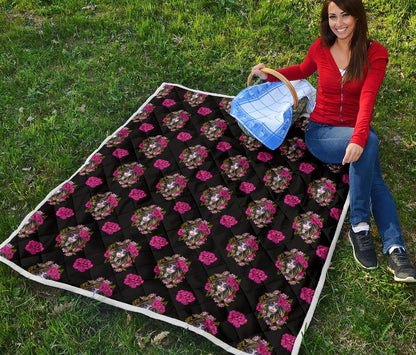 Day of the Dead Makeup Girl Premium Quilt-JTAMIGO.COM