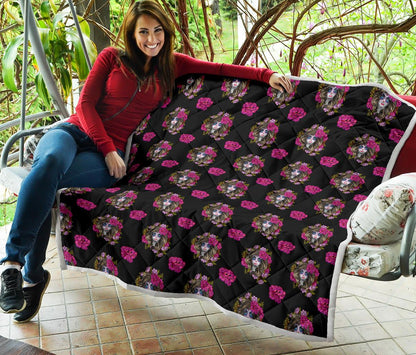 Day of the Dead Makeup Girl Premium Quilt-JTAMIGO.COM