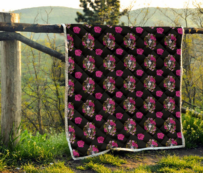 Day of the Dead Makeup Girl Premium Quilt-JTAMIGO.COM