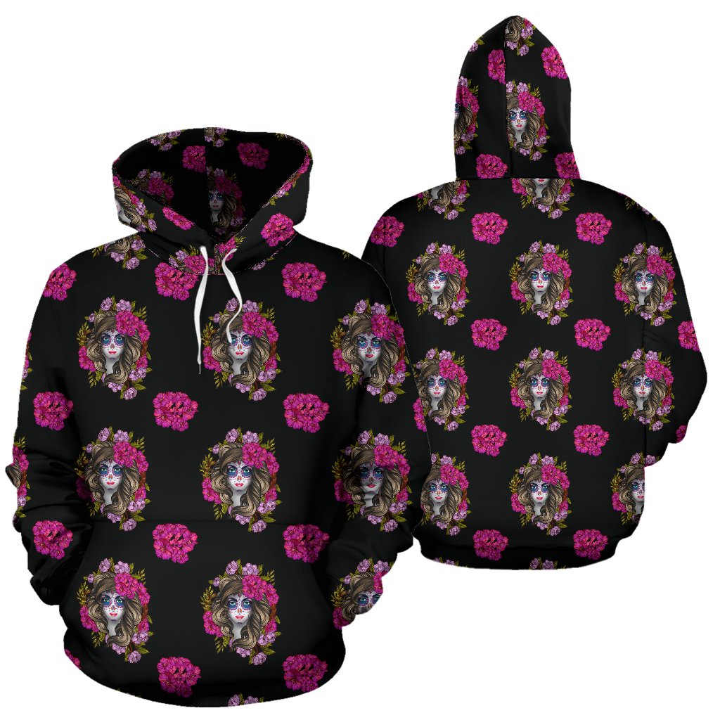 Day of the Dead Makeup Girl Pullover Hoodie