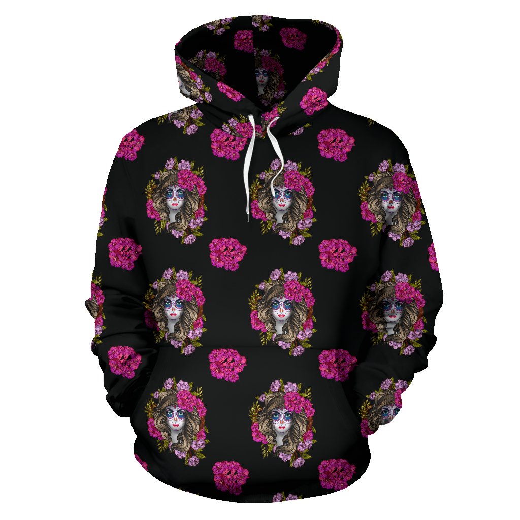Day of the Dead Makeup Girl Pullover Hoodie