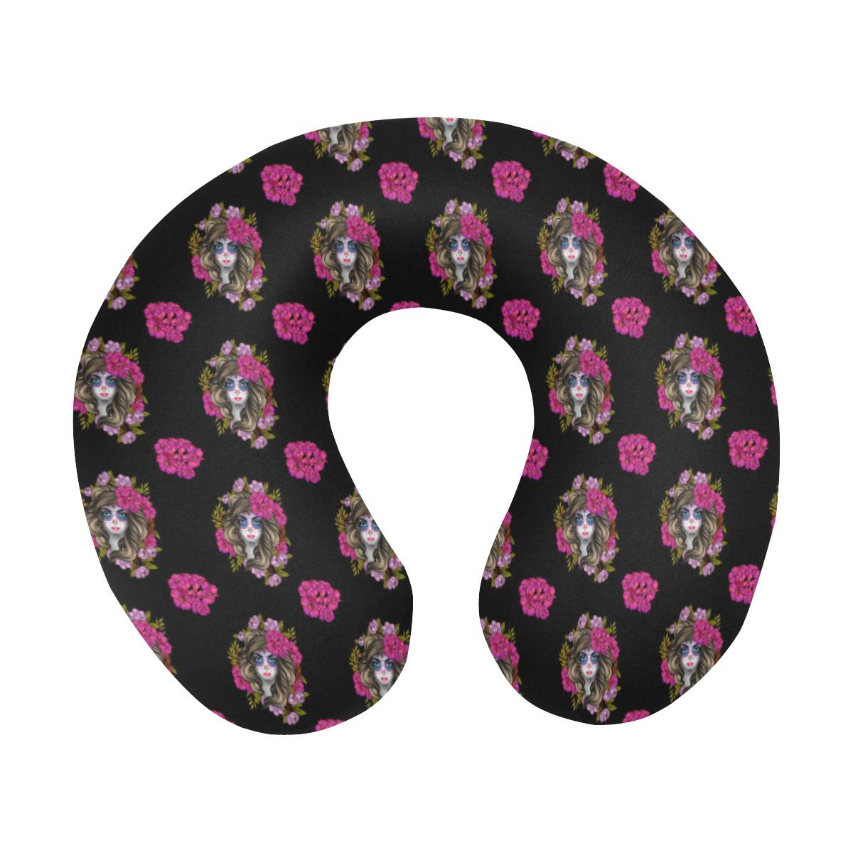 Day of the Dead Makeup Girl U-Shaped Travel Neck Pillow-JTAMIGO.COM