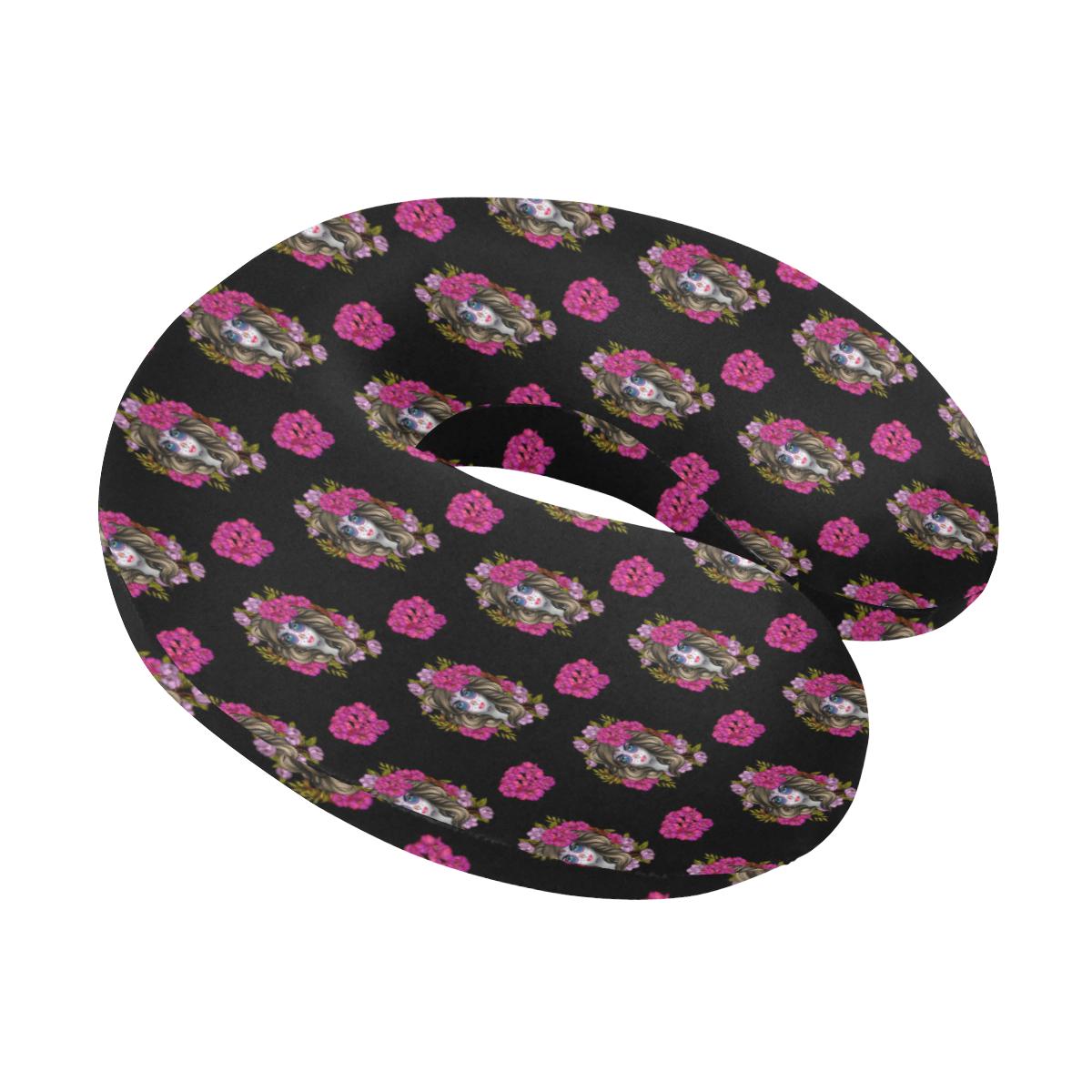 Day of the Dead Makeup Girl U-Shaped Travel Neck Pillow-JTAMIGO.COM