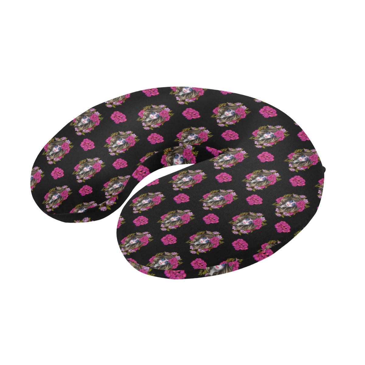 Day of the Dead Makeup Girl U-Shaped Travel Neck Pillow-JTAMIGO.COM