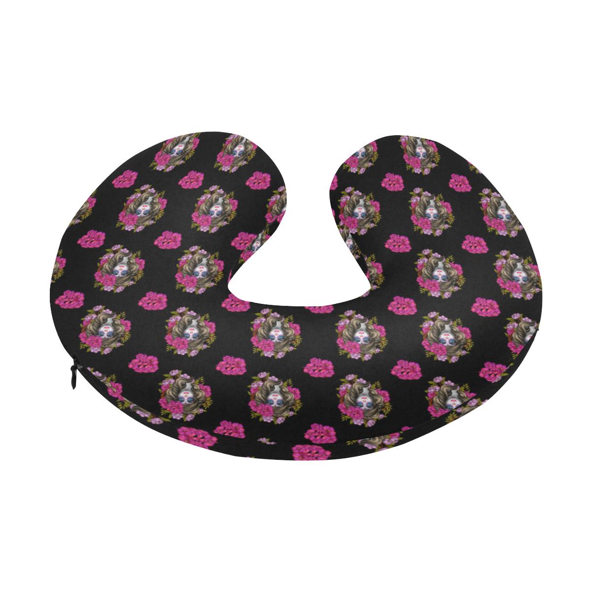 Day of the Dead Makeup Girl U-Shaped Travel Neck Pillow-JTAMIGO.COM
