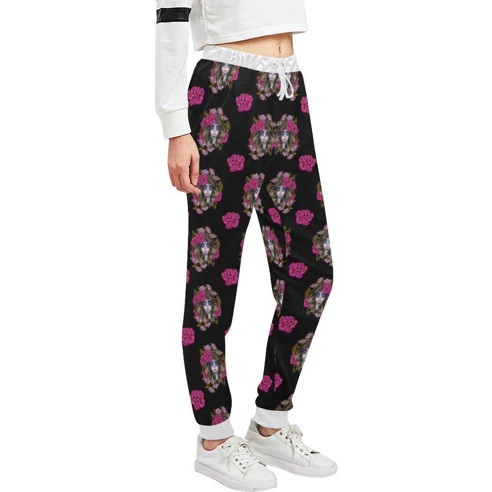 Day of the Dead Makeup Girl Unisex Casual Sweatpants (Model L11)-JTAMIGO.COM