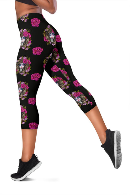Day of the Dead Makeup Girl Women Capris